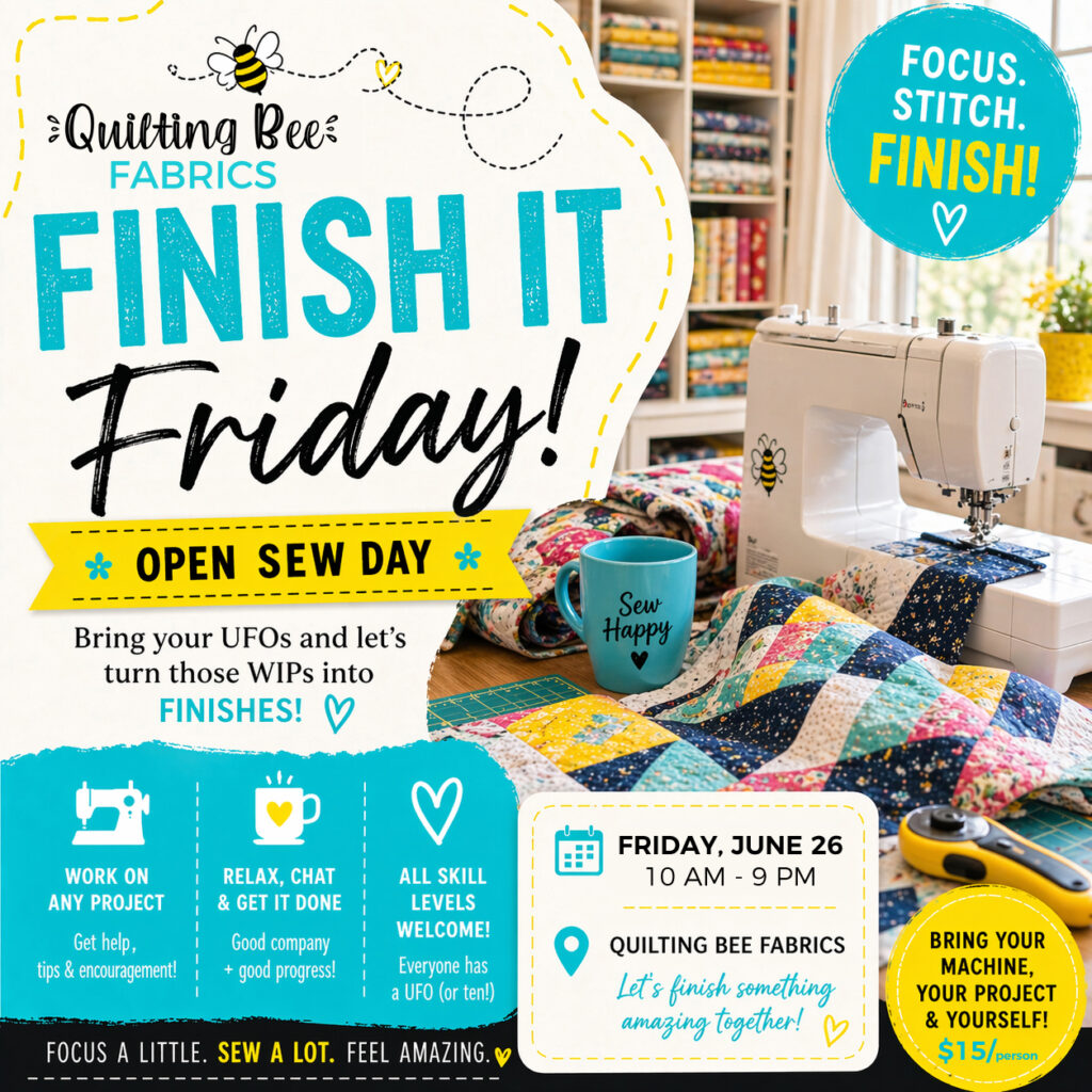 Finish it Friday at Quilting Bee Fabrics in Hermann, MO